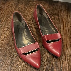 Lanvin Red Leather Pointed Flats